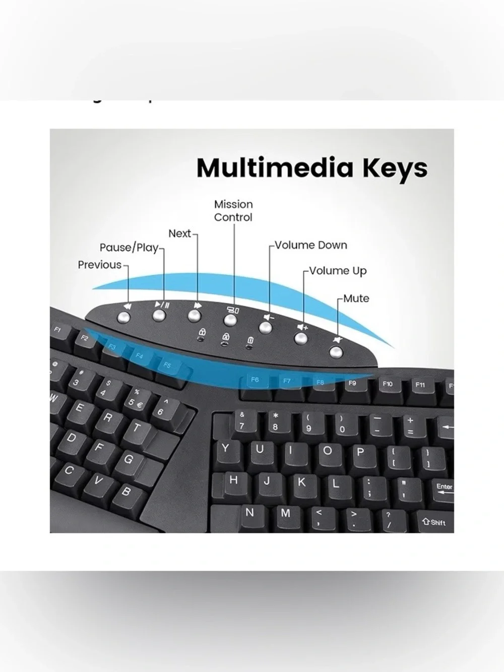 Ergonomic USB Membrane Keyboard - Black